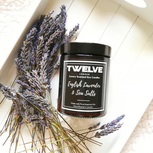 English Lavender & Sea Salt Essential Oil Soy Wax Candle, 150g