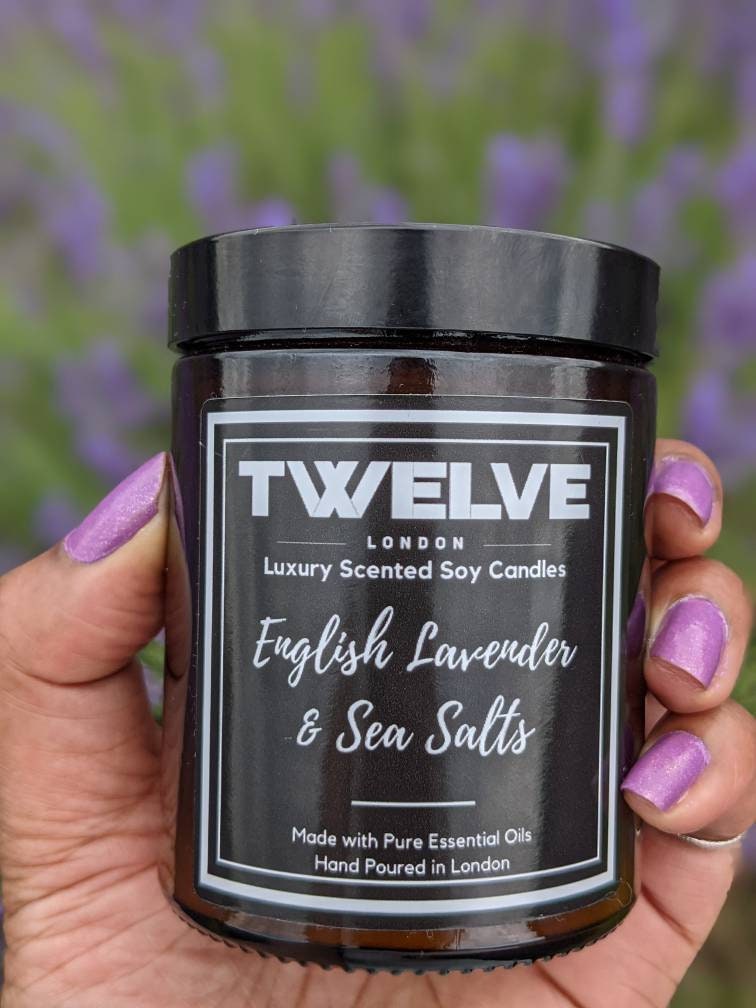 English Lavender & Sea Salt Essential Oil Soy Wax Candle, 150g